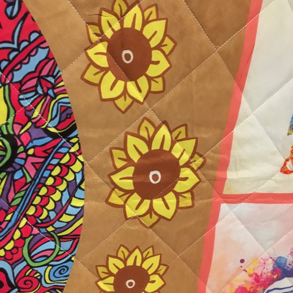Boho Hippie Girl w/ VW’s, flowers, peace Coverlet - Picture 6 of 8